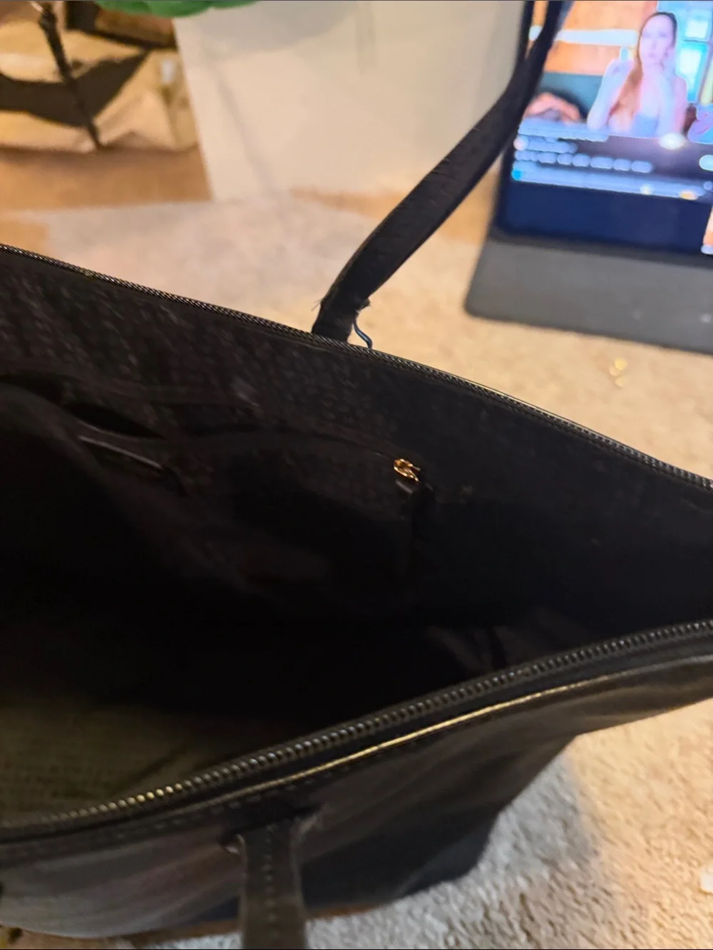 kate spade black glitter stripe tote